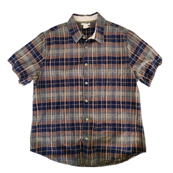 VTG CARBON 2 COBALT SHIRT MENS LG PLAID BUTTON UP 90S Y2K BOWLING ACADEMIA - Picture 1 of 8